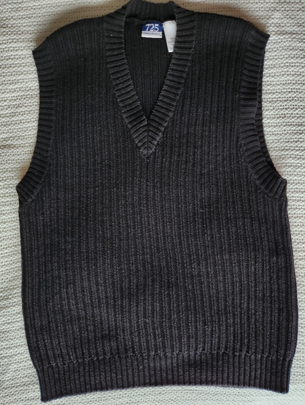 Vintage - 725 Black Cotton Ramie Knit Sweater Vest - Size L